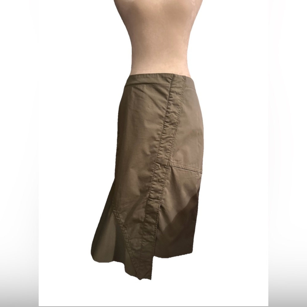 Theory Reconstructed Olive Midi Skirt — Size 6